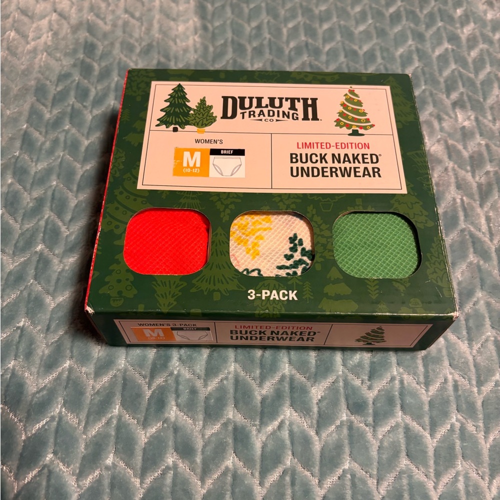 Duluth Trading Co Women's Buck Naked Underwear 3-Pack Christmas medium